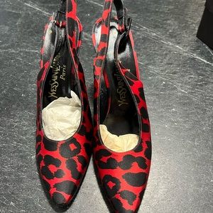 Yves Saint Laurent NWOT women’s leopard print slingback pumps